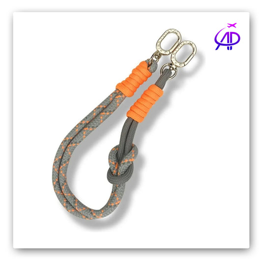 Sporty Grey and Orange Rope Wristlet/Short Lanyard