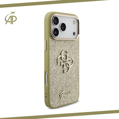 Premium Guess Signature Monogram Phone Cover - Black/Gold/Pink