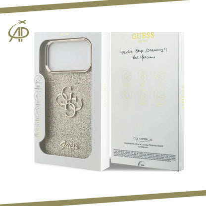 Premium Guess Signature Monogram Phone Cover - Black/Gold/Pink