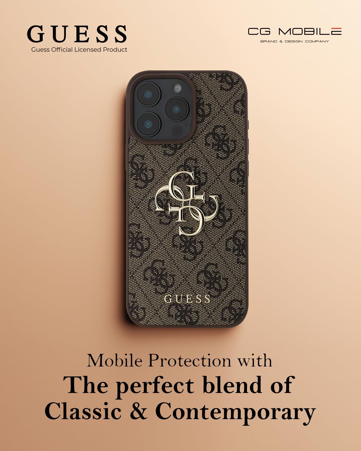 Guess Phone Case [Official Licensed] PU Leather Case with 4G Big Metal Logo | Shock Absorption Protective Case/Cover Compatible with iPhone 16 Pro Max (6.9-Inch) (2024) - Brown