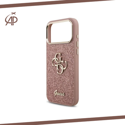 Premium Guess Signature Monogram Phone Cover - Black/Gold/Pink