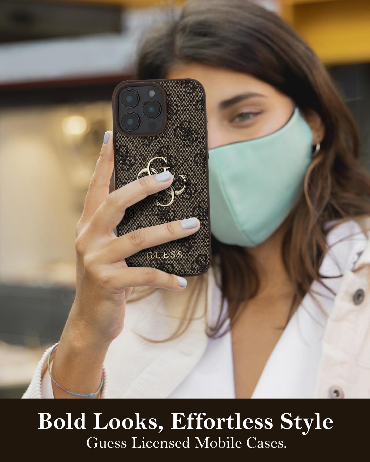 Guess Phone Case [Official Licensed] PU Leather Case with 4G Big Metal Logo | Shock Absorption Protective Case/Cover Compatible with iPhone 16 Pro Max (6.9-Inch) (2024) - Brown