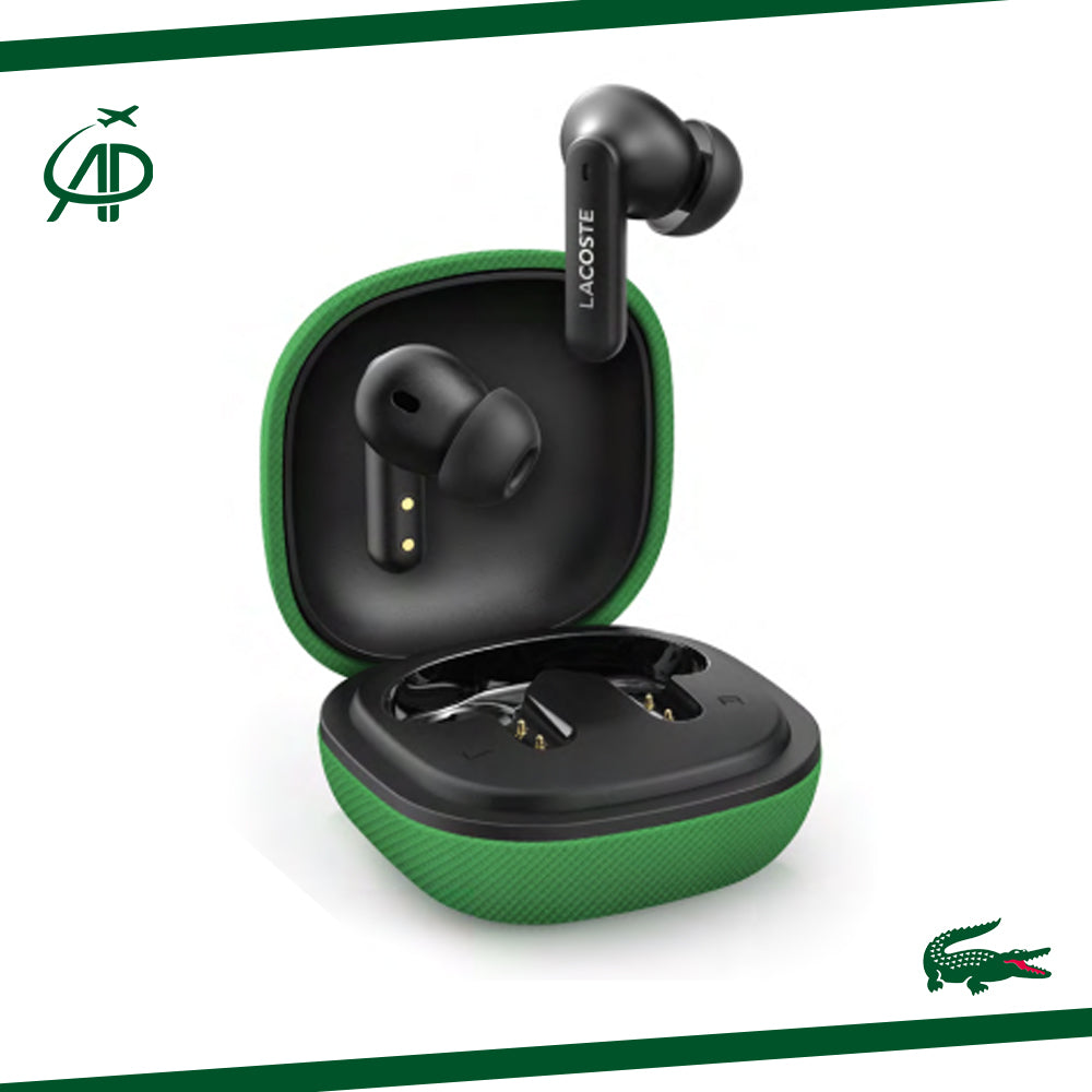 Lacoste Wireless Earbuds with Iconic Crocodile Charging Case
