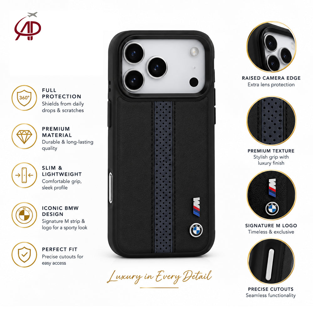 BMW M Motorsport Black Perforated Leather Case