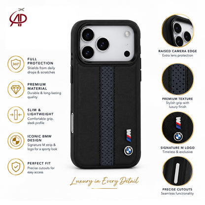 BMW M Motorsport Black Perforated Leather Case
