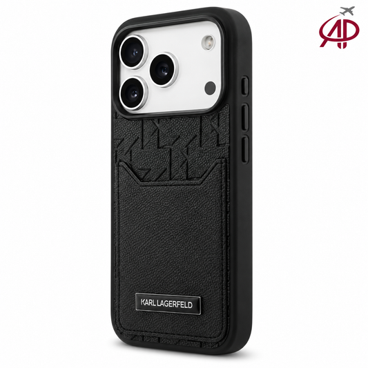 Karl Lagerfeld Black Monogram Card Holder Case