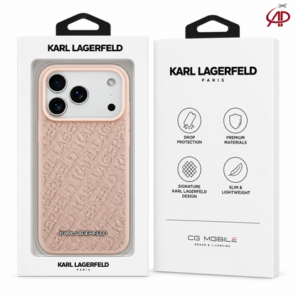Karl Lagerfeld FW Stamped Monogram MagSafe iPhone Case – Pink