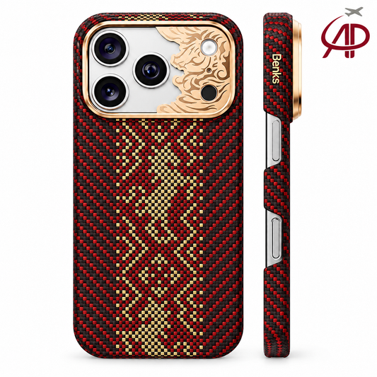 Benks Knight ArmorAir Kevlar MagSafe iPhone Case – Red & Gold