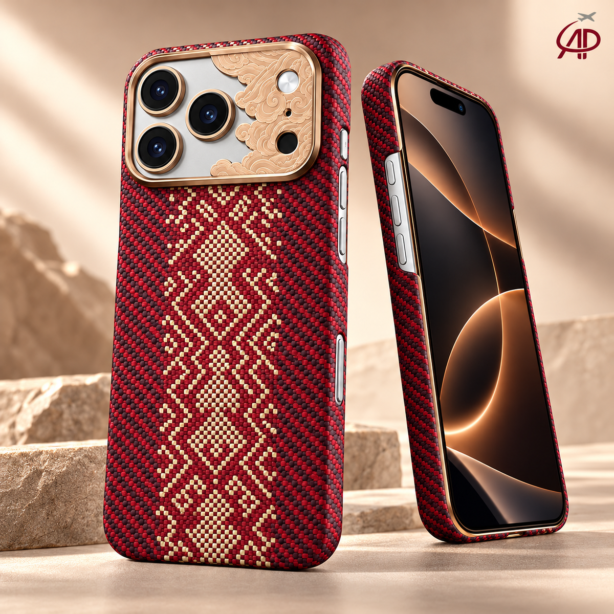 Benks Knight ArmorAir Kevlar MagSafe iPhone Case – Red & Gold