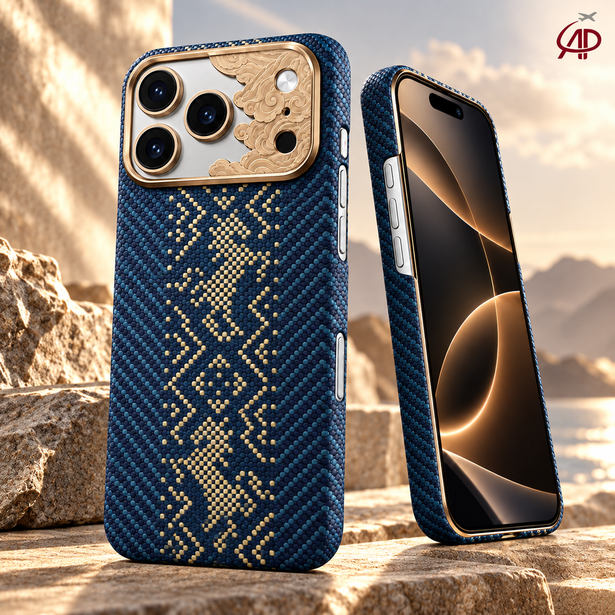 Benks Knight ArmorAir Kevlar MagSafe iPhone Case – Blue & Gold