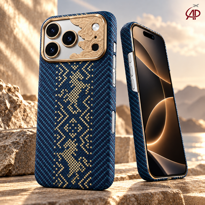 Benks Knight ArmorAir Kevlar MagSafe iPhone Case – Blue & Gold