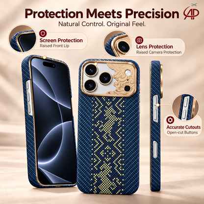 Benks Knight ArmorAir Kevlar MagSafe iPhone Case – Blue & Gold