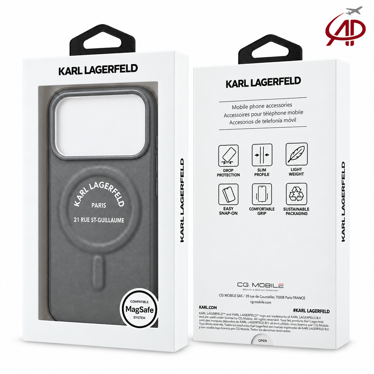 Karl Lagerfeld Embossed Ring MagSafe iPhone Case – Charcoal Grey