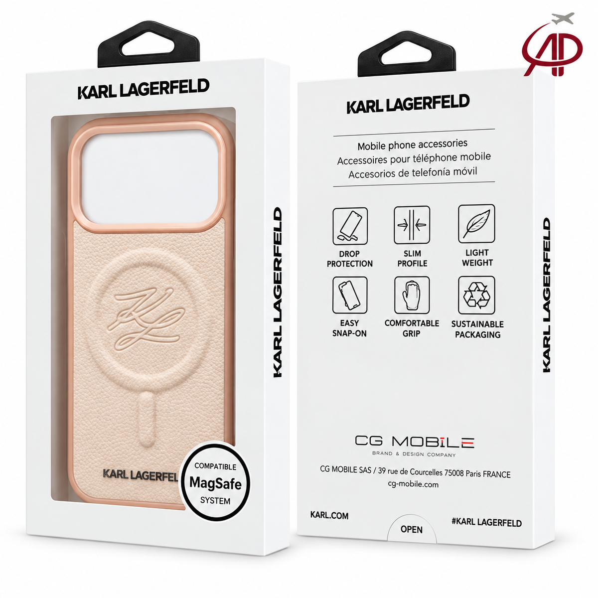Karl Lagerfeld Initial Logo MagSafe Case – Blush Pink