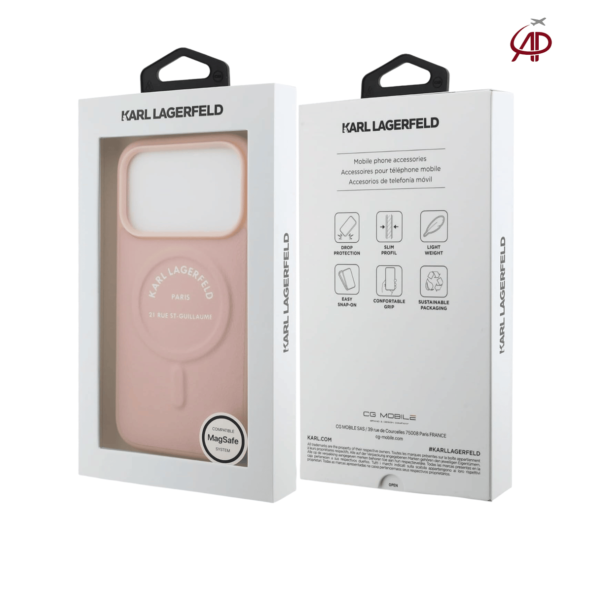 Karl Lagerfeld Embossed Open Ring RSG MagSafe Case – Pink