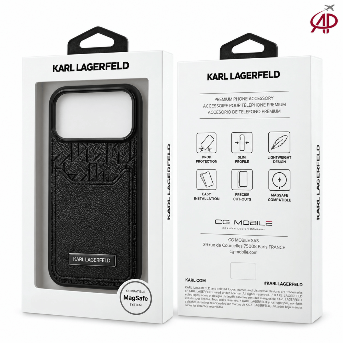 Karl Lagerfeld Black Monogram Card Holder Case